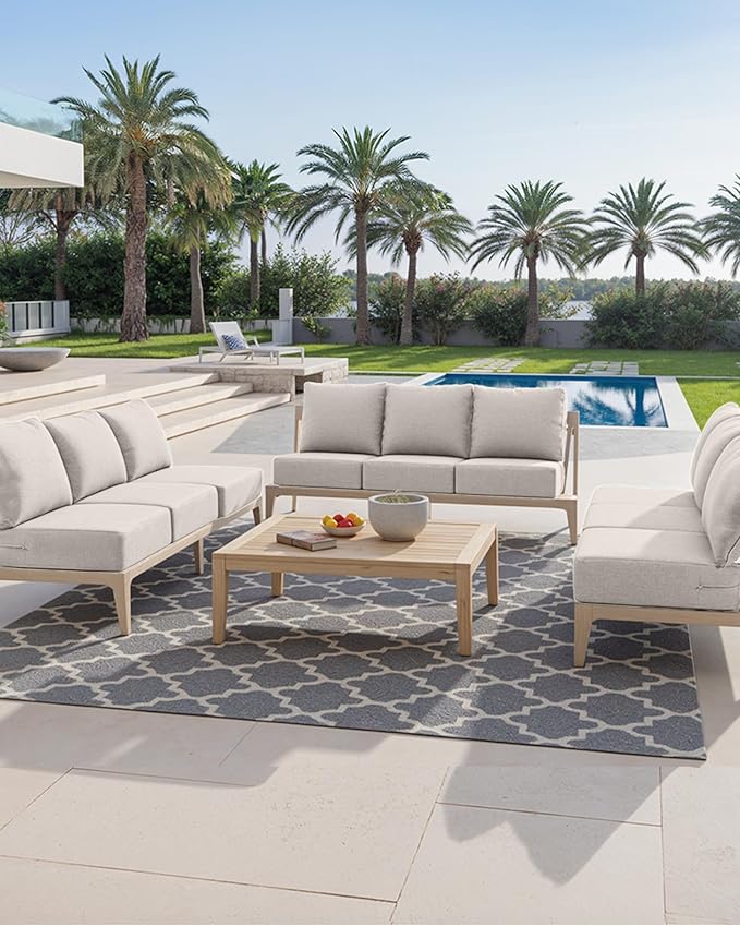 Luxury 24x24x6 Inch Outdoor Cushions - Water&UV&Fade Resistant 1 Set Zippered Patio Chair Back&Seat Cushion for Rattan Dining Rocking Swivel Chairs Loveseat Couch Sectional Sofa - Beige
