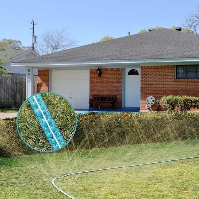 LINEX Sprinkler Soaker Hose 25 ft for Garden Lawn Watering Hose with Hose Stakes
