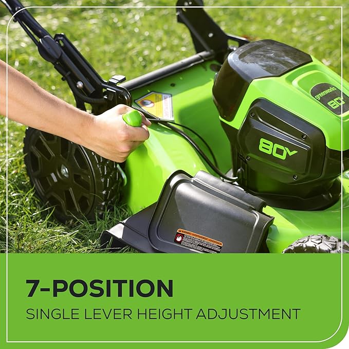Greenworks 80V 21” Brushless (Push) Cordless Electric Lawn Mower + (500 CFM) Axial Leaf Blower (75+ Compatible Tools), (2) 2.0Ah Batteries and 30 Minute Rapid Charger