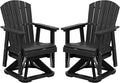 SERWALL Adirondack Swivel Glider Chair, HDPE Swivel Glider Set of 2 for Outdoor, All-Weather Glider Chair for Porch, Balcony, Midnight Black