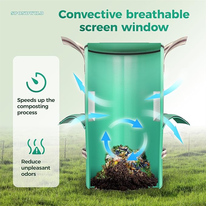 Reusable Garden Yard Waste Bag – 32 Gallon Breathable Thickened Reusable Lawn Bag, with 4 Handles for Easy Moving & Foldable Design, for Leaf & Miscellaneous Debris Collection(Green)