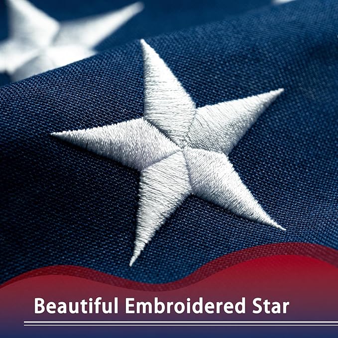 American Flag 6X10 ft Deluxe Super Tough Series, Heavy Duty Spun Polyester, 3 Brass Grommets, All Weather Large US Flag USA High Wind with Embroidered Stars, Oversized Flags Outdoor Outside
