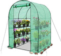 EAGLE PEAK 3-Tier Walk in Portable Greenhouse with 8 Wire Shelves, Indoor and Outdoor Garden House with Roll Up Zipper Door and Windows, Easy Set Up, 56.3"x56.3"x76.8", Clear/Green PE Cover