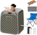 COSTWAY Portable Steam Sauna, 3L Foldable Sauna Spa with Remote Control, 9-Gear Temperature and Timer, Atomization Function, Personal Sauna Tent for Weight Loss, Detox Relaxation at Home (Grey)