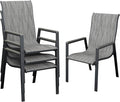 UDPATIO Patio Chairs Set of 4, Stackable Outdoor Dining Chairs with All Weather Breathable Textilene, High Back Metal Frame for Lawn Garden Backyard Deck, Brown