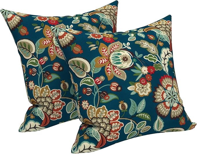 LVTXIII Outdoor Throw Pillow Covers 20 x 20 Inch, Covers ONLY Modern Cute Pattern Decorative Square Toss Pillow Case Pack of 2 for Home Patio Garden Sofa Bed Furniture, Peacock Blue