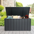 Heavy-Duty Outdoor Metal Storage Box Dark Gray Lockable Water-Resistant Deck Box for Patio Garden Tools Organization Rust-Resistant Outside Storage Box (120 Gallon)