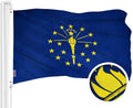 G128 Indiana State Flag | 3x5 Ft | ToughWeave Series Embroidered 300D Polyester | Embroidered Design, Indoor/Outdoor, Brass Grommets