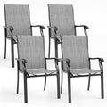 Pamapic Patio Chairs Set of 4, All-Weather Textilene Ergonomic Outdoor Dining Chairs for Garden Backyard Poolside Deck, Gray