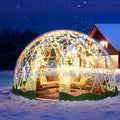 12FT Garden Dome Tent, Geodesic Dome Greenhouse with PVC Clear Cover, Waterproof Garden Bubble Dome Tent House with 2 x 10M Light Strings for Outdoor, Patio, Backyard, Party (Green Edge, 12.5FT/3.8M)