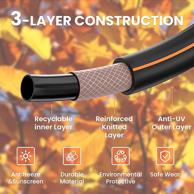 Giraffe Tools Garden Hose 25ft x 3/4", Heavy Duty Water Hose, Flexible, Hybrid Lightweight Hose with Swivel Handle, Male to Female Fittings, Burst 600 PSI