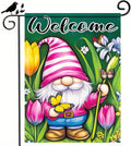Spring Garden Flag 12x18 Inch Double Sided Cute Gnome Butterfly Outside Holiday Yard Welcome Spring Yard Flags Seasonal Decorations of Turmeric Flowers Outside Holiday Farmhouse Flag