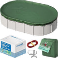 Yankee Emerald Series Pool Covers for Above Ground Pools | Oval 12x24 ft Swimming Pool Cover w/Steel-Core Cable, Winch for Winterization | 9 mil Medium-Thickness for Off-Season, On-Season Protection