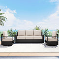 Outdoor Patio Furniture Set, 3-Piece Aluminum Patio Conversation Set All-Weather Metal Outdoor Sectional with 6 Inch Thick Cushions, Deep Setting for Garden, Outside and Porch