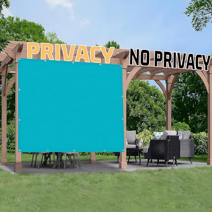 SUNNY GUARD Shade Cloth 6x10 FT Sun Shade Screen Fabric HC-006 with Grommets for Backyard Garden Pergola, Turquoise Blue