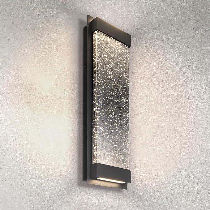 ASD LED 18 Inch Bubble Glass Wall Light Fixture | 22W 520LM 3000-5000K 100-277V | 3CCT, Waterproof, Dimmable, Up-Down Glow, ETL Listed | Exterior Flush Mount Sconce, Outdoor Lighting | Black, 4 Pack