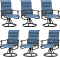 UDPATIO Patio Swivel Dining Chairs Set of 6, Outdoor Dining Chairs High Back with Padded All Weather Breathable Textilene, Metal Rocking Frame for Lawn Garden Backyard, Navy