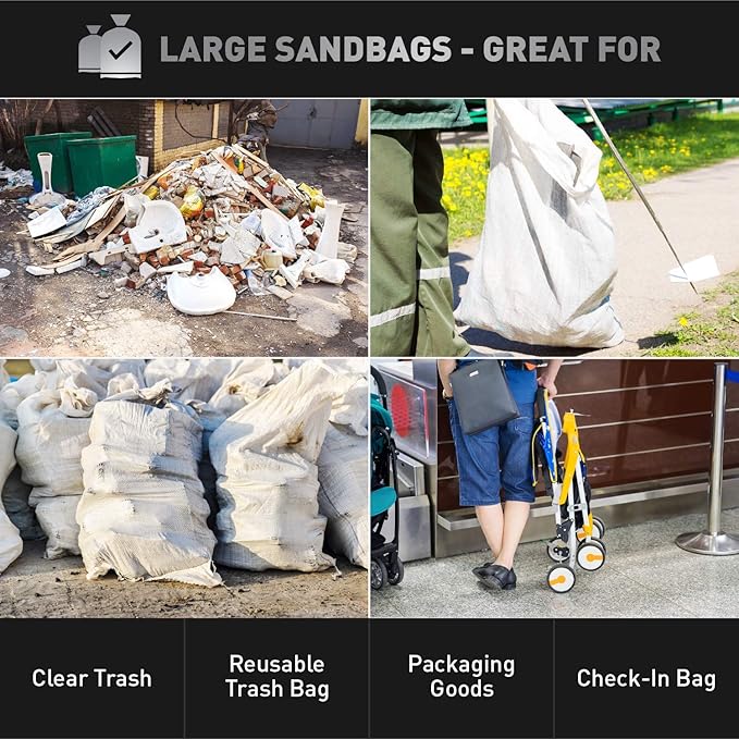 Sandbaggy Large Sandbags - Size: 31" x 45" - Thick Heavy Duty Contractor Bags, Heavy Duty Garbage Bags, Dumpster Bag, Construction Trash Bags, Contractor Bags 6 mil (1)