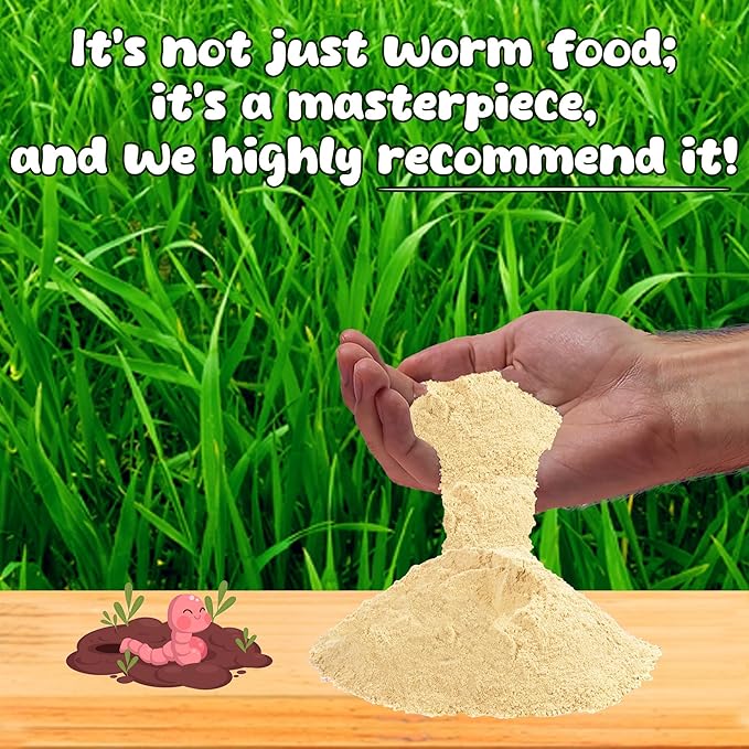 Food for Worms - Mineral-Rich Earthworm Chow, Boosts Composting Efficiency and Promotes Healthy Worms - Nutrient Blend Worm Food for Nightcrawlers & Red Wigglers, 1 Pound