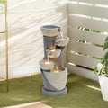 LuxenHome 22" Small Water Fountain Outdoor, Modern Resin Cascading Waterfall Fountains, Garden Fountain with Lights Garden Decor, Outdoor Water Fountains for Patio, Yard