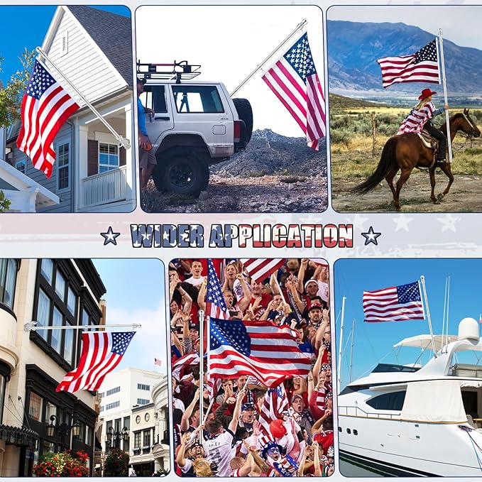 REERON House Flag Pole Kit, 5 FT Metal Spinning Flag Poles Kit, 1" Tangle Free Stainless Steel Flagpole with 360° Flagpole Rings & 2-Position Bracket for Outside House Porch Wall Mount for 3x5 Flag