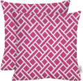 RSH DECOR: Square Throw Pillows Set of 2 | 17” x 17” | All-Weather Spun Fabric | Water and Fade-Resistant | Outdoor Accent Pillows for Patio Furniture | Midnight Melody Pink