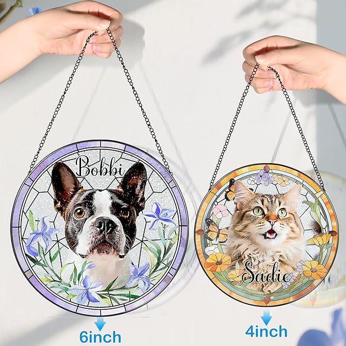 Personalized Pet Suncatcher, Loss of Pet Sympathy Gift Dog, Dog Memorial Gifts, Cat Memorial Gift, Pass Away, Remembrance, Bereavement Gifts for Dogs Lovers or Cats Lovers - Pattern B