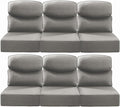 Luxury 22x24/22x25 6-Inch Smile Patio Cushions for Outdoor Furniture Set of 6 - Thick Back & Deep Seat Outside Chair Cushions for Rattan Metal Glider Loveseat Sectional Sofa - Grey
