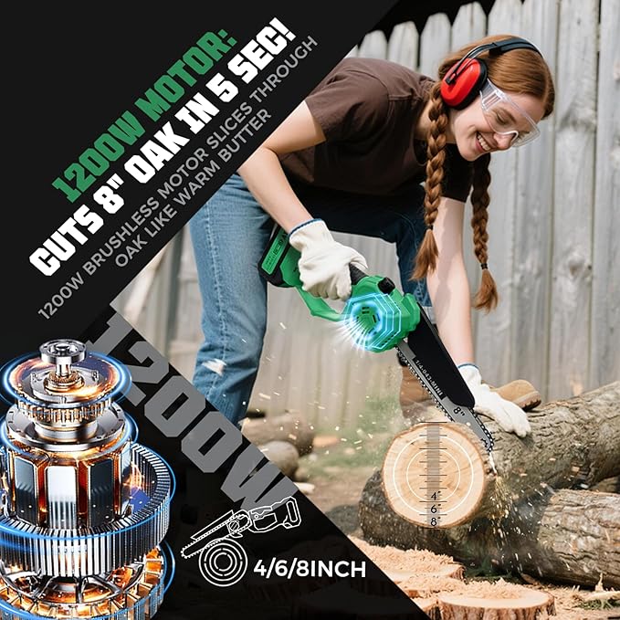 2-in-1 Electric Pole Saw for Tree Trimming, Cordless Pole Saw & 8'' Mini Chainsaw with Extension Pole, 2*21V 4.0 Ah Electric Handheld Chain Saw with Rechargeable Batteries for Wood Ranger,Senior,Women