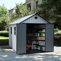 KIGOTY Outdoor Storage Shed, Weatherproof Tool Sheds Storage House with Lockable Doors, Windows and Sloping Roof, Outdoor Storage, Plastic Garden Shed for Backyard, Patio (7 X 9)