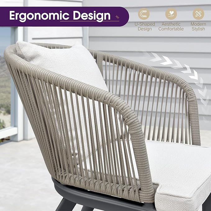 PURPLE LEAF 14 Pieces Patio Dining Set Wicker Outdoor Furniture Oversize Rectangular Table and Chairs Set for Garden Deck Aluminum Frame Backyard Kitchen Set, Cushions and Pillows Included Taupe