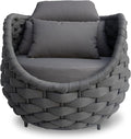 Patio Rope Accent Chair: Aluminum Single Seater Armchair - Large Woven Chair Cushioned - Modern Arm Chair Assembled - Assembled for 400lbs Outdoor Deck Balcony Porch Yard Garden Hotel, Dark Gray