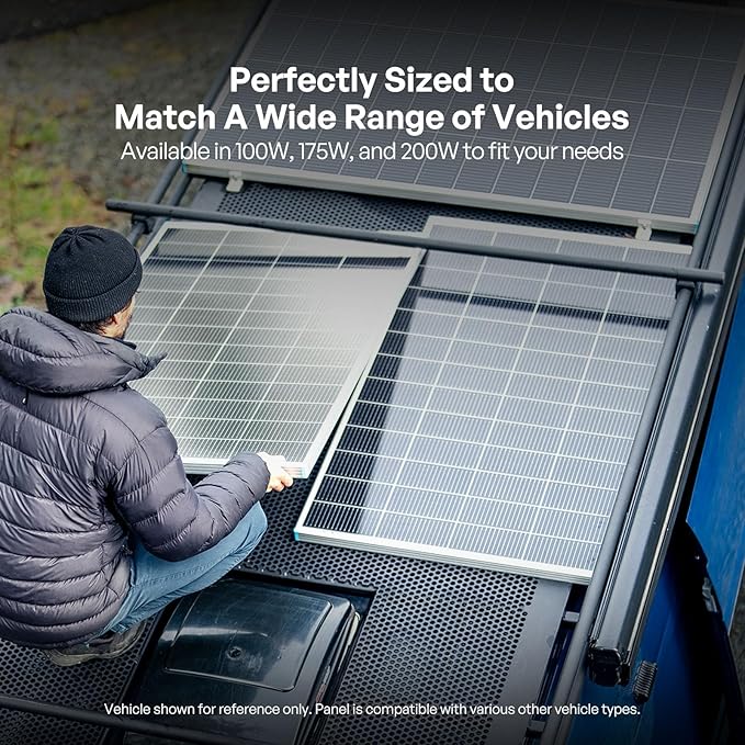 200W Solar Panel N-Type 16BB, 2PCS 12V RV Solar Panel 100 Watt, 25% High Efficiency, Monocrystalline PV Module Solar Charger for Roof Boat Camping Van Trailer Cabin Off-Grid Applications
