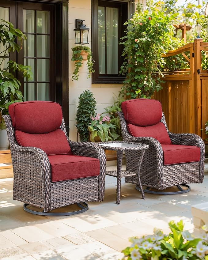 Luxury 24x24x6 Inch Smile Outdoor Cushions - 1 Set Deep Seat Water-Resistant Patio Furniture Replacement Cushion for Wicker Rattan Wood Metal Chair Glider Rocker Loveseat Sofa - Red