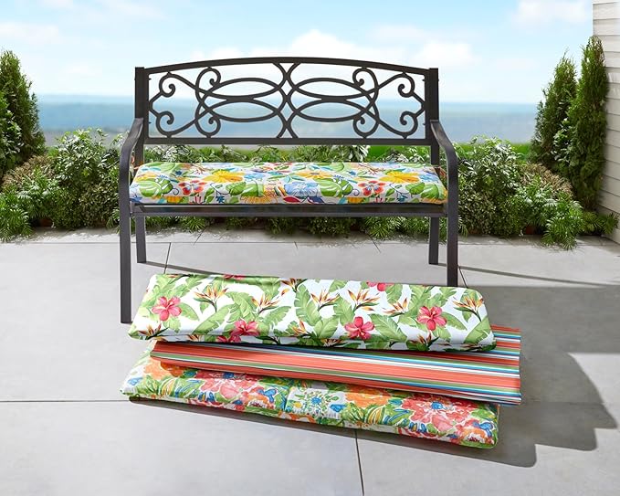 BrylaneHome Bench Cushion - 48" L x 18" W x 3" H - Patio & Outdoor - Water, Stain & Fade Resistant - Poppy Blue