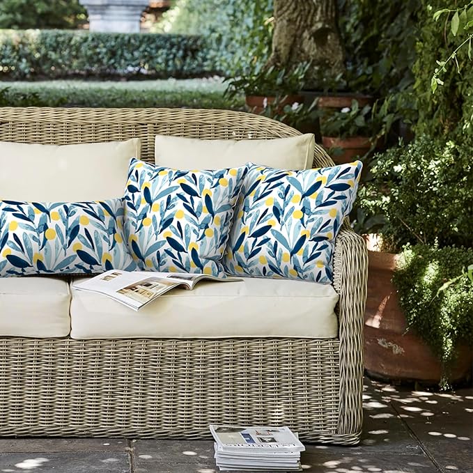 LVTXIII Set of 2 Patio Throw Pillows Waterproof 20"x20" Fade Resistant Outdoor Throw Pillows with Inserts, Fluffy Decorative Garden Toss Pillow Cushions for Home Patio Coach Sofa Use, Leaves Multi