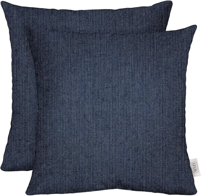 RSH DECOR: Sunbrella Square Throw Pillows Set of 2 | 17" x 17" | Water and Fade-Resistant Performance Fabric | Outdoor Pillow Covers with Down-Alternative Inserts | Made in USA (Spectrun Indigo)