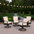 PHI VILLA Outdoor Swivel Chairs Set of 4, Heavy Duty Outdoor Metal Wicker Dining Chair with Thickened Cushions, Large All Weather Wrought Iron Patio Chair for Balcony