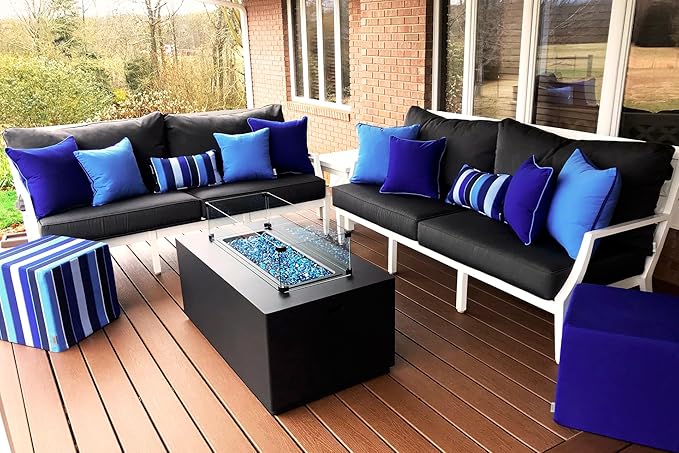 RSH DECOR: Sunbrella Square Throw Pillows Set of 4 | 20" x 20" | Water and Fade-Resistant Performance Fabric | Outdoor Pillow Covers with Down-Alternative Inserts | Canvas Pacific Blue