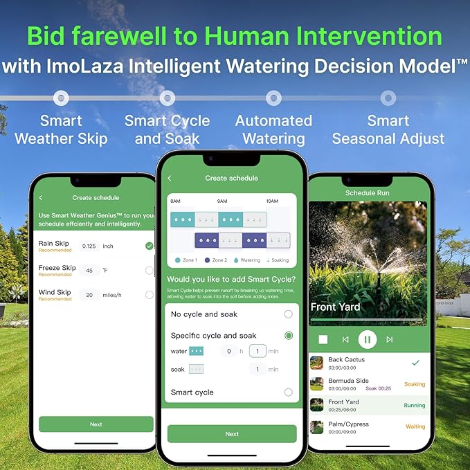 ImoLaza 16-Zone Indoor Smart WiFi Sprinkler System Controller, Easy Install Irrigation Timer for Lawn & Garden, Water-Saving Automatic Sprinkler Timer/Controller with Mobile App, Compatible with Alexa