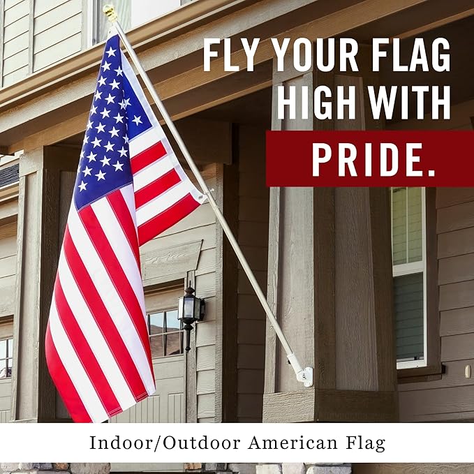 American Flag 2x3’ | Embroidered Stars & Sewn Stripes | Heavy Duty U.S. Flag | Durable 210D Oxford Nylon for High Winds | Quadruple Stitched Fly End Brass Grommets | Patriotic Decor
