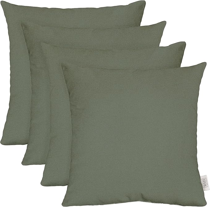 RSH DECOR: Sunbrella Square Throw Pillows Set of 4 | 24" x 24" | Water and Fade-Resistant Performance Fabric | Outdoor Pillow Covers with Down-Alternative Inserts | Made in USA (Cast Sage Green)