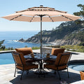 GREEN PARTY 10ft Outdoor Patio Umbrella, Auto-Tilt Market Table Umbrellas with Crank, 8 Sturdy Ribs & 1.5" Pole UV Protection for Garden Deck Backyard Pool