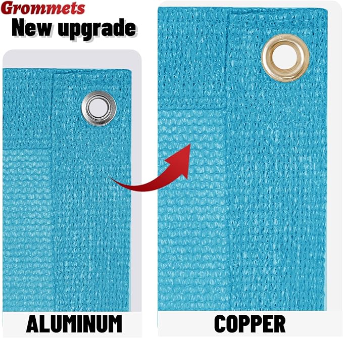 SUNNY GUARD Shade Cloth Custom Size 17x20 FT Sun Shade Screen Fabric Shade Cover Tarp with Grommets for Pergola Backyard Garden, Turquoise(We Customized)