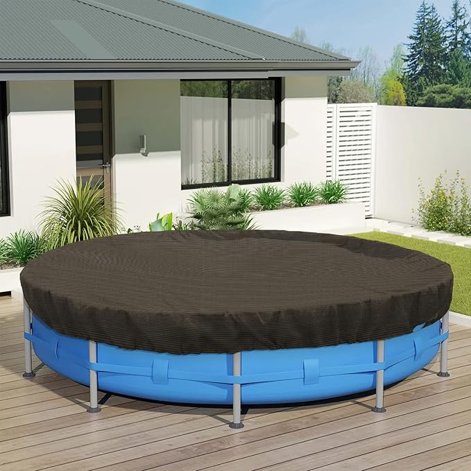 ECOOPTS 6 ft Round Pool Cover for Above Ground Pools, Swimming Pool Cover Protector Winter Safety Cover (Brown)