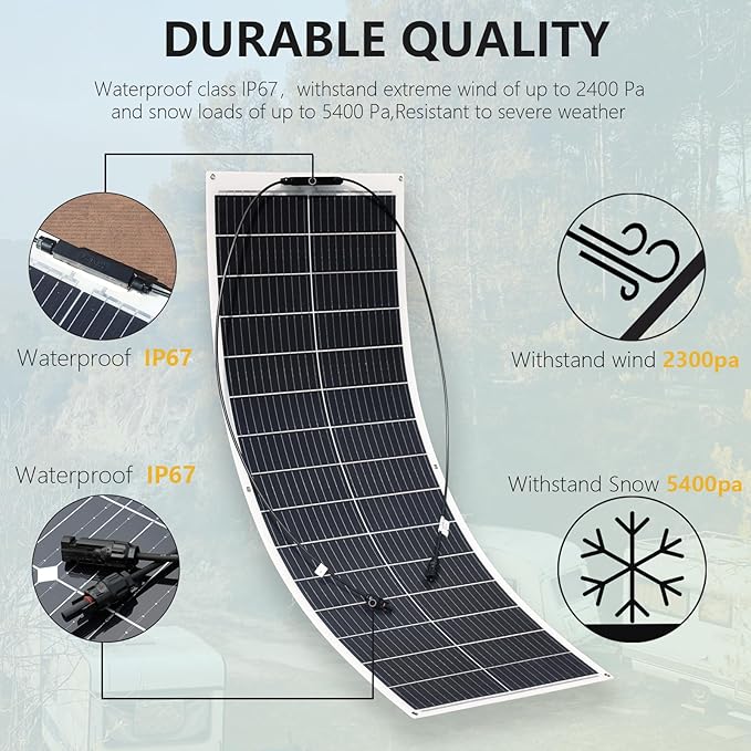 XINPUGUANG 800w 24V Solar System Kit 100w Flexible Solar Panels Monocrystalline Cell Module 2000w 110v Inverter ，12v/24v 45A Controller Off Grid Solar Battery Charge for RV,Cabin,Tent,Boat (800W)