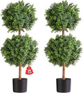 VEVOR Artificial Topiary Boxwood Double Ball, 2 Set 36 inch Faux Boxwood Plant Balls, Fake Silk Tree Look Real, Easy Assembly for Decor Front Porch Outdoor Patio Garden Balcony Backyard Indoor