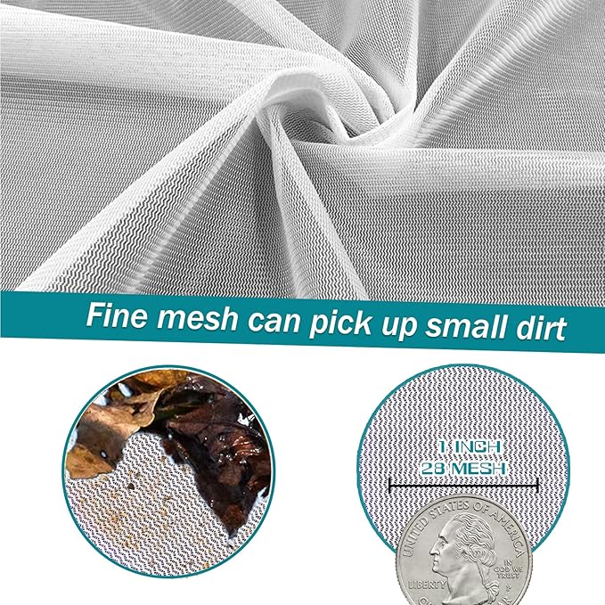POOLWHALE Professional Pool Skimmer Net, Heavy Duty Swimming Leaf Rake Cleaning Tool with Deep Fine Nylon Mesh Net Bag - Fast Cleaning,Easy Scoop Edge,Debris Pickup Removal (No Pole)