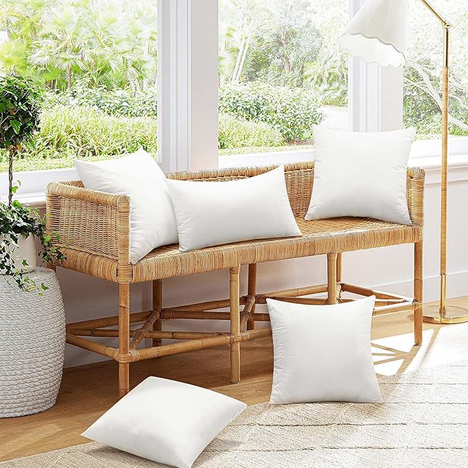 Ashler 16 x 16 Outdoor Pillow Inserts Set of 4 Water Resistant Throw Pillow Inserts Hypoallergenic Pillow Insert for Patio, Bench, Garden, Indoor Outdoor Decorative