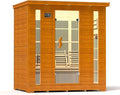 springspa 4 Person Infrared Sauna Room, Low EMF FAR Infrared Sauna for Home, Canadian Hemlock Wooden Indoor Sauna, with 10 Heating Panel, 2 LCD Panel, Bluetooth Speaker, 7 Therapy Light